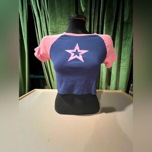 Pink and Blue Star Crop Top